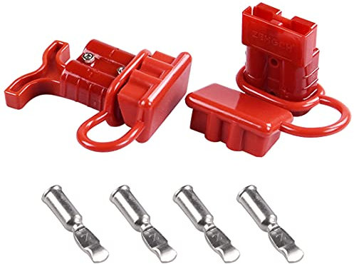 120 Amp 2 Pcs connecteur de batterie 120A connexion rapide déconnexion +1 pièce 120A amp poignée connecteur d'alimentation de batterie + 2 pièces couvercle anti-poussière (Rouge, 4 AWG)