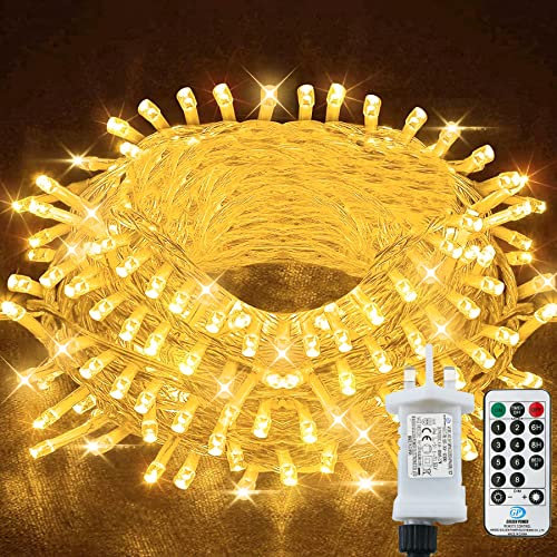 String Lights Mains Powered, 53M/174ft 500LED Fairy Lights Plug in, 8 Modes Remote Control Garden Lights Waterproof, Indoor/Outdoor for Bedroom,Gazebo,Wedding,Party,Christmas Decorations(Warm White)