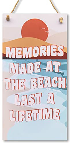 CARISPIBET Memories made at a beach last a lifetime! Home signs summer house welcome signs door signs house décor 12 x 6