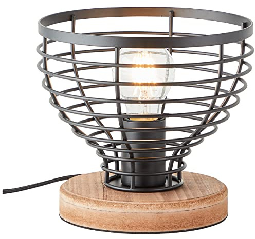 Brilliant Avia Tischleuchte 20cm schwarz/holz, Metall/Holz, 1x A60, 52 W