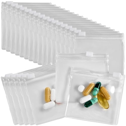 Pillenbeutel mit Reißverschluss – 24 Stück, Minibeutel mit Schiebeverschluss, durchsichtiger Kunststoff, BPA-frei für Pillen, Vitamine, Nahrungsergänzungsmittel, Medikamente, Schmuck.