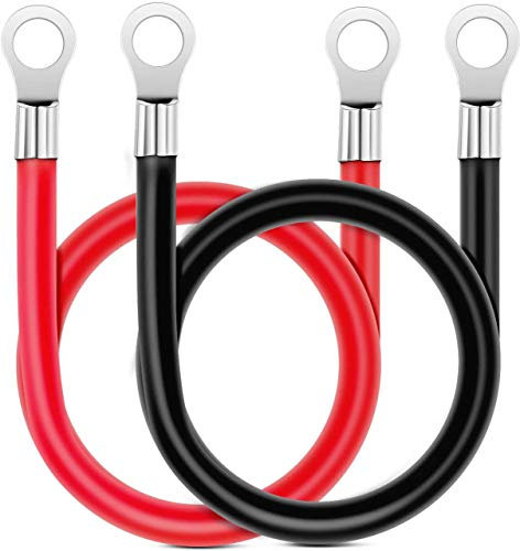 Gebildet Cavo Inverter Batteria 80 cm 12V-24V 16mm² 5AWG (Max 100A) Cavo Batteria Rosso e Nero con Terminali ad Anello Cavo Flessibile in Rame per Camion, Moto, Solare, Camper