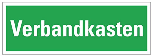 Aufkleber Hinweis Zusatzzeichen Rettungsweg Notausgang Notausstieg Schild Folie selbstklebend | Variante wählbar | 297x105mm Made in Germany, Größe: Verbandskasten