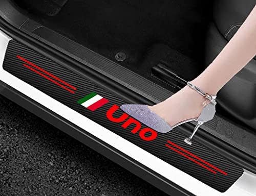 Paraspigoli della portiera dell'auto Adesivo in Fibra di Carbonio per Auto Soglia della Protezione dell'ingresso della Porta Decorazione 4 Pezzi Compatibile con Fiat Uno (Rosso)