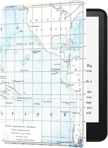 HUASIRU Custodia per Kindle (11a generazione - solo rilascio 2022, modello NO C2V2L3) Cover con accensione e spegnimento automatico - non si adatta a Kindle Paperwhite o Kindle Oasis, mappa blu