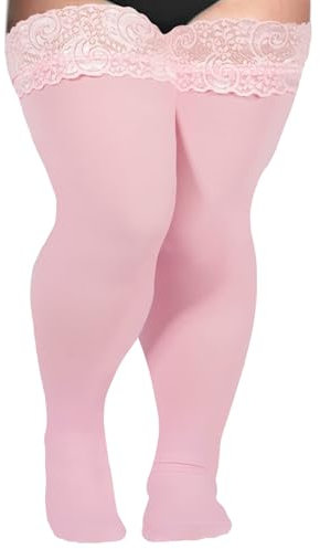 Moon Wood Bas Autofixants Femme Sexy 55 DEN avec Bande Dentelle Élastique (6–8 cm) et Bande Antidérapante en Silicone Rose Clair