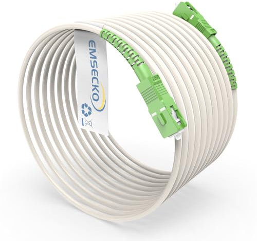 EMSECKO Câble fibre optique SC/APC vers SC/APC OS2 Simplex monomode LSZH 3.0mm cordon de raccordement en fibre optique (15M)