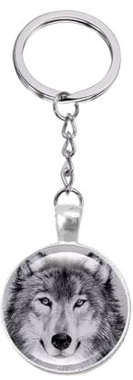 Porte-Clés Loup, Avec ou Sans Prénom, 4 Modèles au Choix, Couple, Amour, Forêt, Nature, Porte-Clés Animaux, Personnalisable, Pour Homme et Femme (Style 2)