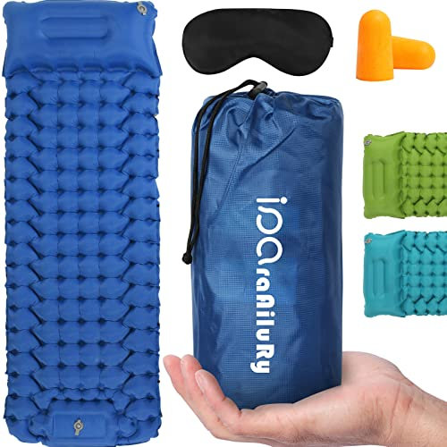 iParaAiluRy Matelas de Camping Autogonflant - Ultraléger de Matelas Gonflable avec Pompe à Pied, Portable Tapis de Matelas Pneumatique pour Plage, Voyage, la Randonnée