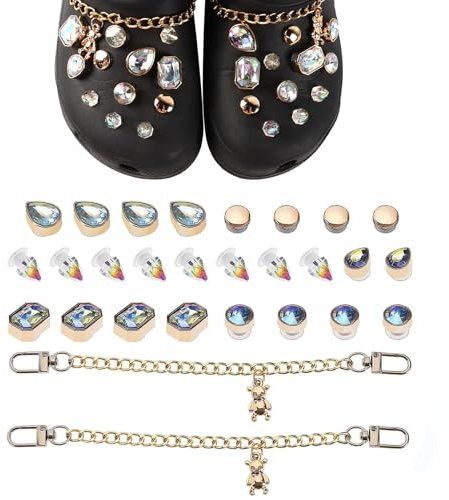 GEFIRE 28 Stücke Schuhanstecker für Clogs Schuhanstecker Charms Schuh Aufkleber Shoe Charm Diy Bling, Schuhdekoration Schuh, Mädchen Sandalen Zubehör Für Clog Schuhr und Pantoletten Dekoration