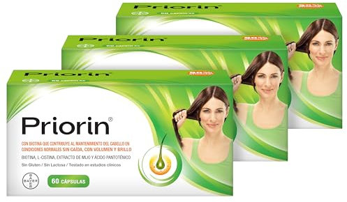 Priorin Cápsulas - una solución para la caída del cabello con biotina, l-cistina, extracto de mijo y vitamina B5 - cabello sano para mujer y hombre - 180 cápsulas (3x60)