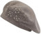 ZLYC Damen Wolle Baskenmütze Klassische Französischen Barett Warm Beret Mütze(Gestickte Blumenranke Bräunlich)