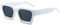 JCTAIFOO Vintage Rechteck Sonnenbrille für Damen Herren Retro Rechteckig Chunky Quadrat Große Dicke Frame Brille (Weiß/Dunkelgrau)