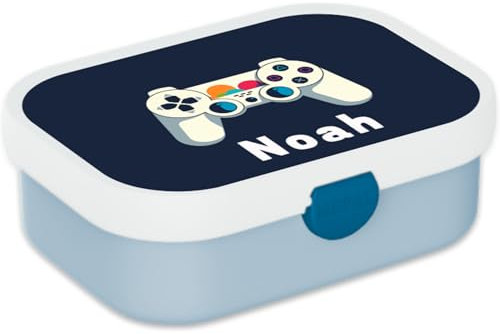 Mepal Personalisierte Brotdose mit Namen - Bento Lunchbox für Kinder - Gaming - Geeignet für bis zu 4 Butterbrote - BPA-frei & Spülmaschinenfest - 750 ml - Weißer Controller