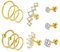 WillTen 11PCS 16G Helix Piercings Chirurgenstahl Gold,Ohrpiercing Set Tragus Ohrstecker Rook Helix Knorpel Nasenpiercing Schmuck