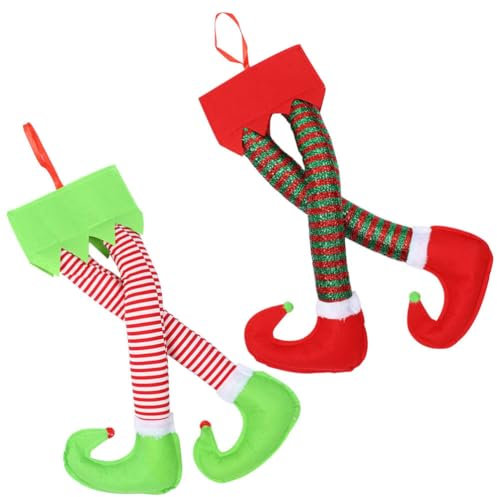 Abaodam 2pezzi Decorazione Natalizia Appesi Addobbo Per Albero Di Natale Forma Di Gambe Ornamento Festivo Per Interni Pareti Finestre e Porte