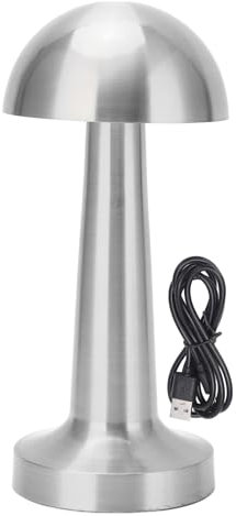 Haofy Pilz-Tischlampe mit USB-C Nachladung 3 Lichtfarben Dimmbar Metallgehäuse für Schlafzimmer, Wohnzimmer, Esszimmer, Café, Balkon