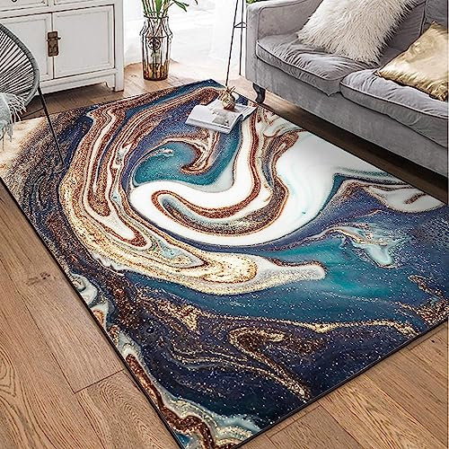 Kinderteppich Abstrakter Blauer Platinmarmor - Kurzflor Teppich Kinderzimmer Spielteppich Antiallergen Und Extra Weich - Babyzimmer Teppiche Für Junge Und Mädchen Babyteppich 40 X 60 cm -0Y0T/B6X