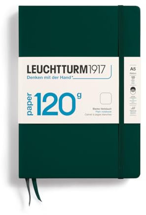 LEUCHTTURM1917 370340 Notizbuch Medium (A5) 120 g/m² Paper Edition, Hardcover, 203 nummerierte Seiten, Forest Green, blanko