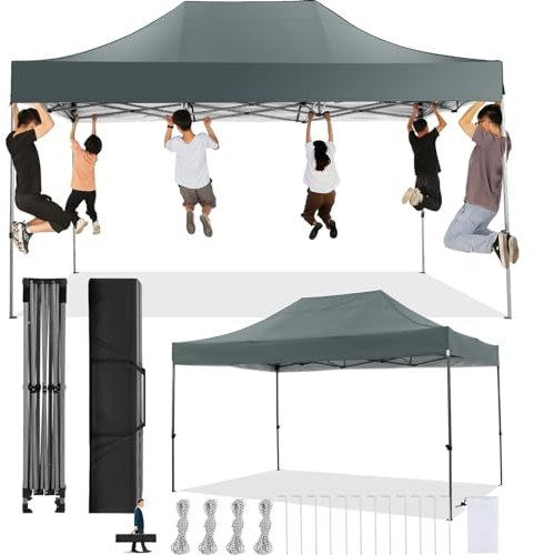 COBIZI Carpa Plegable 3x4,5 sin Pared Lateral,Impermeable Carpa Plegable,Carpas para Exteriores Pergola,Cenadores para Jardin Fiesta Camping Playa (3 por 4,5m Gris)