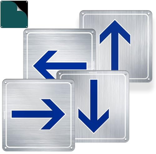 Ashoaza 4 Panneaux Obligation de tourner à gauche (ou à droite) avant le panneau | panneau carrée de signalisation en métal aluminium d'épaisseur 2mm pour extérieur Ø 15 (flèche)