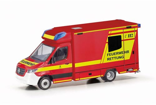 Herpa modello di auto Mercedes-Benz Sprinter 18 Fahrtec Feuerwehr München, in scala 1:87, pezzo da collezione, modello tedesco, statuetta plastica