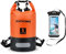 ECHTPower Dry Bag 5L 10L 20L, wasserdichte Tasche Handytasche Packsack mit Verstellbarer Schultergurt Reflektorstreife, Wasserdichter Beutel/Sack für Schwimmen, Boot, Kanu, Stand Up Paddling, Orange