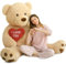 MorisMos 150cm riesen Teddy mit Herz, Hellbraun groß teddybär XXL, kuschelig Kuscheltier Plüschbär XXXL, Geburtstag Geschenk für Freundin Mädchen Kinder