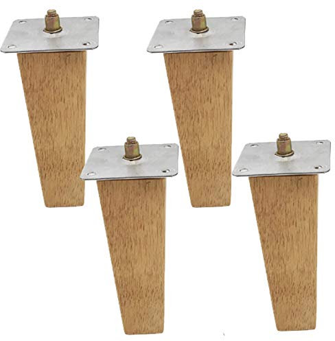 Generisch 4X Massivholz Möbelbeine Eckig Eiche Möbelfüße TV-Schrankbeine Trapez Ersatz Sofafüße für Kommode Couchtisch Bett Ottomane mit Vorgebohrten M8 5/16 Bolzen & Montageplatte (10cm/3.9)