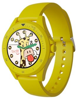 TECHMADE Smartwatch bambini, chiamata, notifiche, pulsante SOS, cronometro e contapassi, resistente all'acqua con watchface per imparare a leggere l'ora (Giallo)