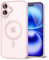oakxco for iPhone 16 Case Clear Magnetic Compatible with Magsafe, Thin Slim Transparent Non Yellowing, Hybird Soft Silicone Bumper & Hard Plastic Protective Cover for Women, Light Pink