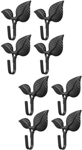 DOITOOL Leaf Wall Hooks: 8PCS Leaves Iron Hooks Rustic Leaf Hooks Vintage Coat Hooks Decorative Single Wall Hooks for Scarf Bag Towel Key Cap Clothes Home Kitchen - Black