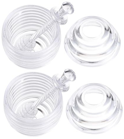 OFFSCH 2pcs Honey Jar Dipper Acrylic Honey Pot Kitchen Sealed Storage Jar for Syrup Jam