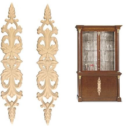 Hezhou 2 Piezas Molduras Decorativas de Madera - Adornos de Madera Tallada - Fijable a Paredes, Puertas, Armarios, Ventanas, Espejos, Chimeneas (Estilo 1)