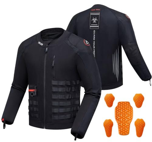IRON JIA'S Giacca Moto Protettiva Uomo con Equipaggiamento Protettivo CE Tutte le Stagioni ATV Motocross Professionale Nero L