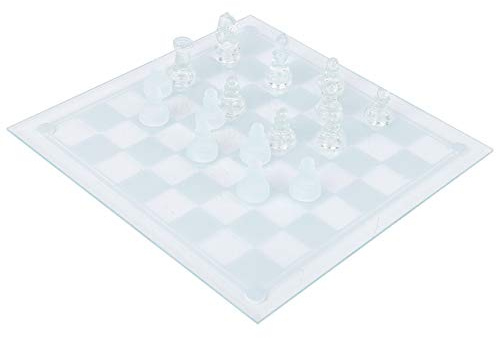 Juego de Ajedrez de Vidrio 32 Piezas con Tablero de Cristal 25x25 cm para Hogar Oficina Juegos de Mesa Ajedrez Decorativo