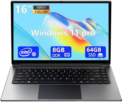 16-Zoll-Laptop, tragbarer Laptop mit 8GB DDR und 256GB SSD,erweiterbar auf 1 TB.Pentium-Quad-Core-Prozessor bis zu 2,64 GHz.9000-mAh-Akku.Mini-HDMI-Schnittstelle.Dualband-WLAN.Webcam.Schlanke Laptops