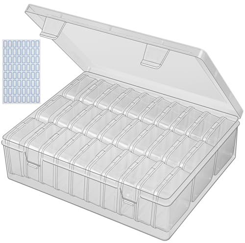 LILUONGS 30 Grids Bead Storage Organizer Box, Diamond Art Storage Boxes, Small Rectangular Storage Containers with Hinged Lids for Beads Rhinestones Seeds Crafts Small Items (1 Pack)