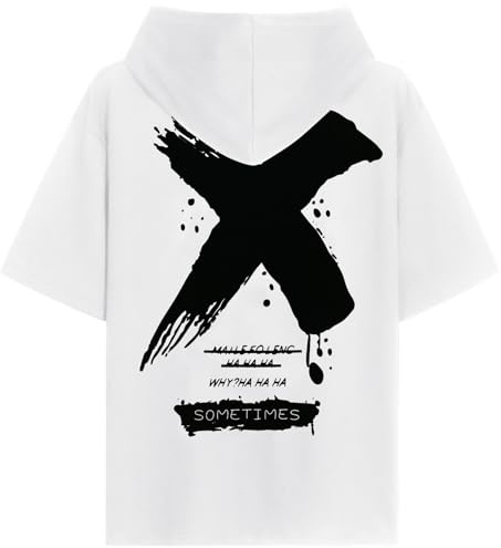 KENAIJING Herren Kurzarm Casual Summer Hoodie mit Backprint | Kurzarm Sweatshirt Kapuzenshirt Männer T-Shirt mit Kapuze Kapuzenpulli