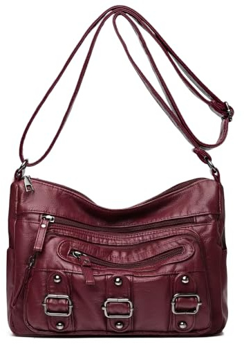 Mabecol Handtasche Damen, Shopper Tasche PU-Leder, Schultertasche | Y2K Vintage Retro Tote Bag Mit Crossbody Schultergurt, Elegante Große Umhängetasche Für Uni, Arbeit, Alltag Und Reisen