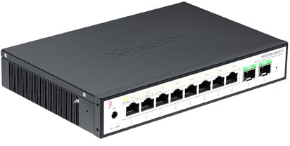 XikeStor PoE Switch | 8-Port 2.5G Managed PoE+ Switch | 8X 2.5GbE RJ45 PoE+ (100W) + 2X 10G SFP+ | VLAN/LACP/QoS/IGMP, Fanless Metallgehäuse für IP Kamera, NAS, WiFi 6/7 AP, Büro & Überwachung