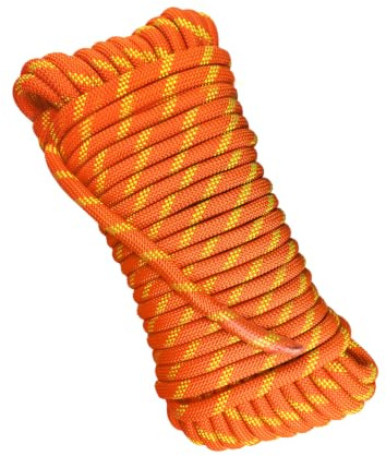 HUYEZybflt 10mm 100m Corde Statique certifiée UIAA Sauvetage Alpinisme | Nylon haute résistance anti-abrasion, adapté à l'escalade, expéditions et tous travaux extérieurs, orange réfléchissant