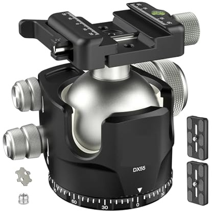 Gimbal Head, DX55 Professional Big Ball Head Featuring A Max Load of 40kg and 360° Panoramic Shooting Versatile Use with Camera Tripods(DX55-P Ball Head)