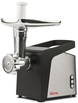 Girmi TR91 Fleischwolf, 1400 W (max), DC-Motor, Reverse, 1200 g/min, 3 Edelstahl-Tüllen, komplett zerlegbar und leicht zu reinigen, Premicibo, Wurstfüller und Zubehör für Kibbe im Lieferumfang
