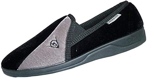 Mens famous DUNLOP elasticated gusset slippers Black/Grey size 9