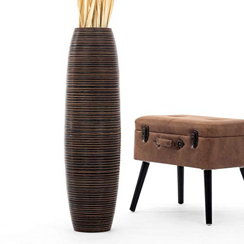 Leewadee Jarrón Grande De Suelo – Jarrón Alto De Madera De Mango para Ramas Decorativas, 90 cm, Marrón