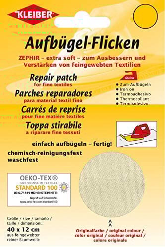 Kleiber + Co.GmbH Aufbügel-Flicken Zephir, Creme, ca. 40 cm x 12 cm
