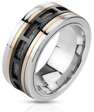Paula & Fritz® Ring aus Edelstahl Chirurgenstahl 316L Silber und roségold mit ...