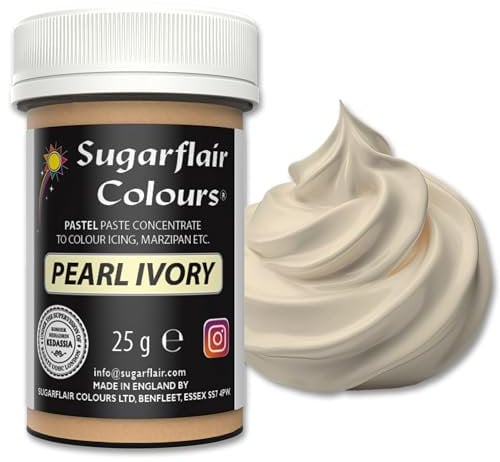 Sugarflair Food Colouring Paste Pearl Ivory, Pastel Highly Concentrated Food Colouring for Buttercream, Sugar Paste, Royal Icing, Cake Decorations and More! Vibrant Colour Food Dye! - 25g