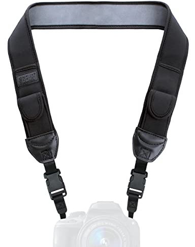 USA Gear Cinghia della Fotocamera con Fibbie a Sgancio Rapido e Tasche di Conservazione Sccessorie - Compatibile con Fotocamere Canon, Fujifilm, Nikon, Sony DSLR, Mirrorless e Istantanee - Nero